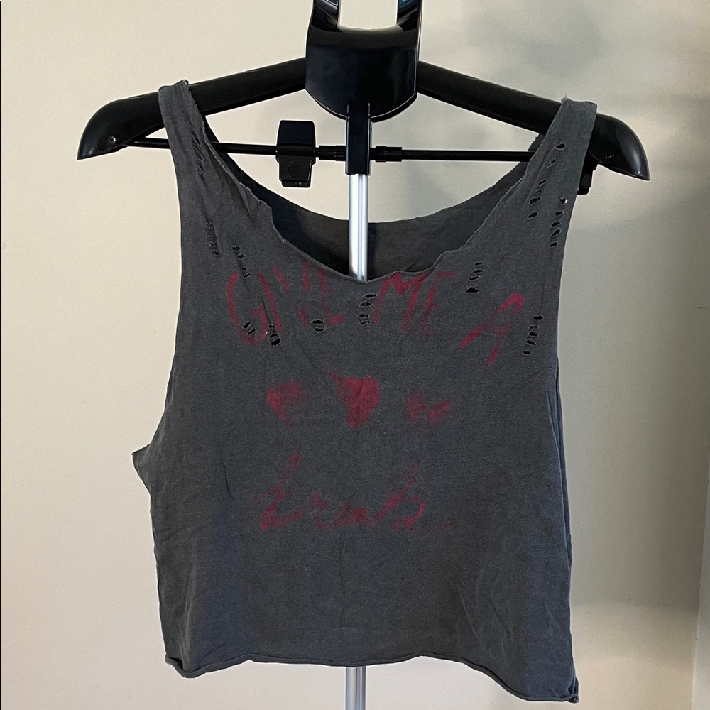 Women's Gray Distressed Give me a Break Tank Top